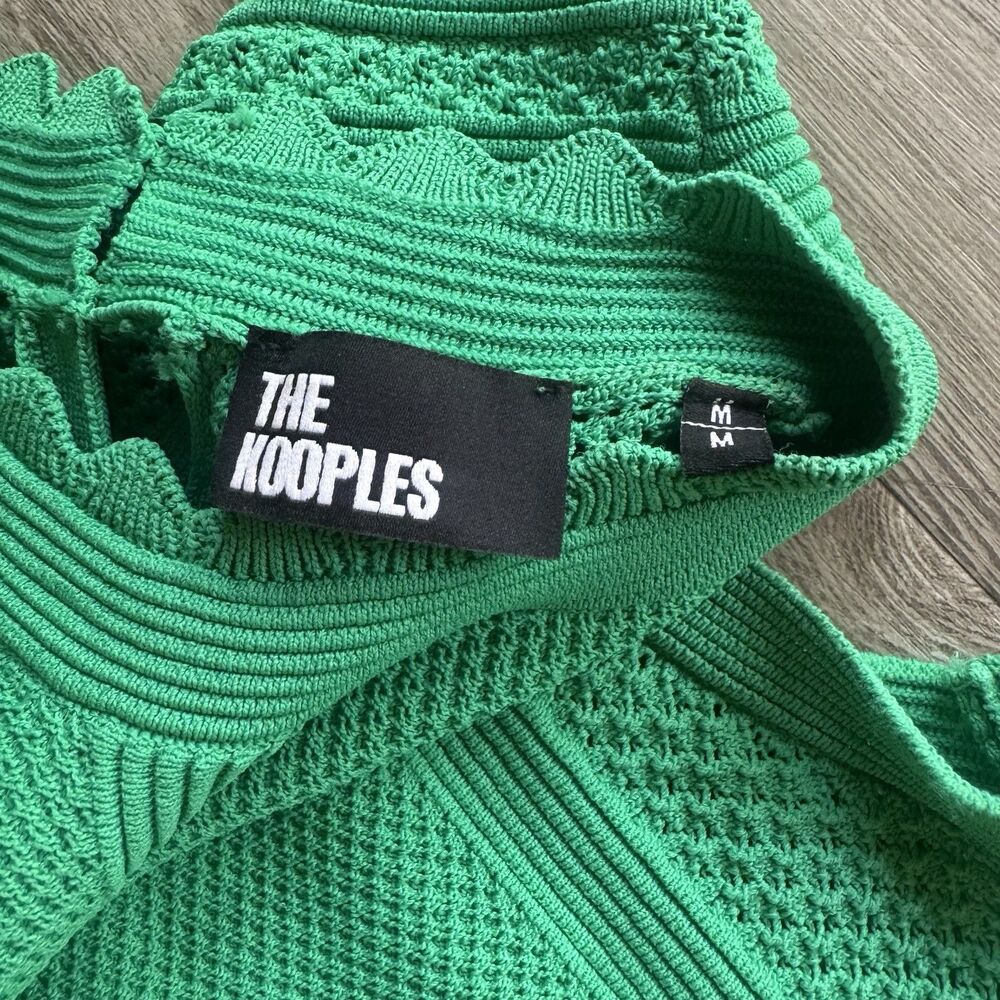THE KOOPLES Scalloped Rib Knit Maxi Dress Sz M Emerald Green Romantic MSRP $415 - Picture 6 of 15